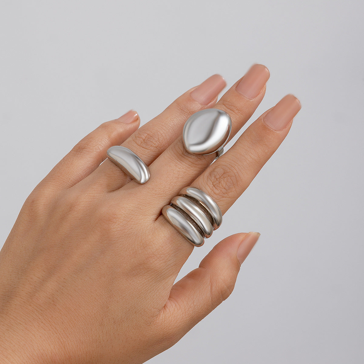 USD 7.70 - Geometric ring, open niche ring, index finger ring, curved lava metal ring