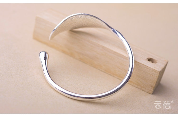 11,64 USD - Bracelets et joncs à breloques en forme de feuille plaqués argent pour femmes - Bracelet ajustable de mariage - Pulseira Feminina SL206