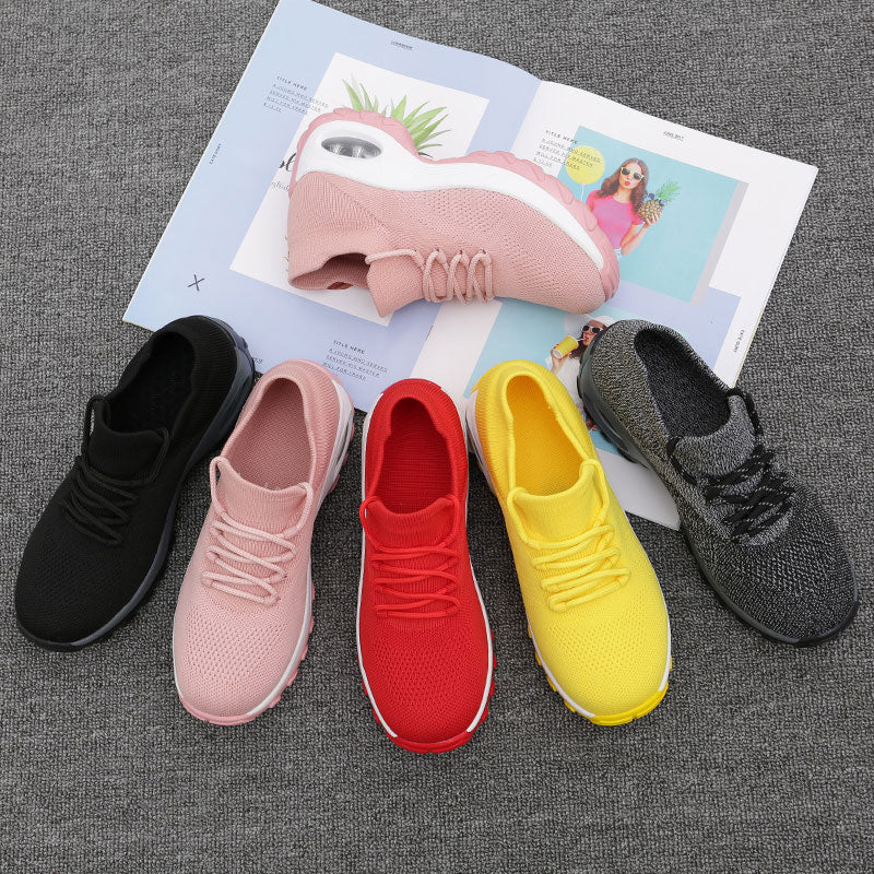 Flying Woven Wedges Casual Shoes Women High Heel Sneakers Women Platform Shoes Zapatilla De Mujer Outdoor Walking Shoes