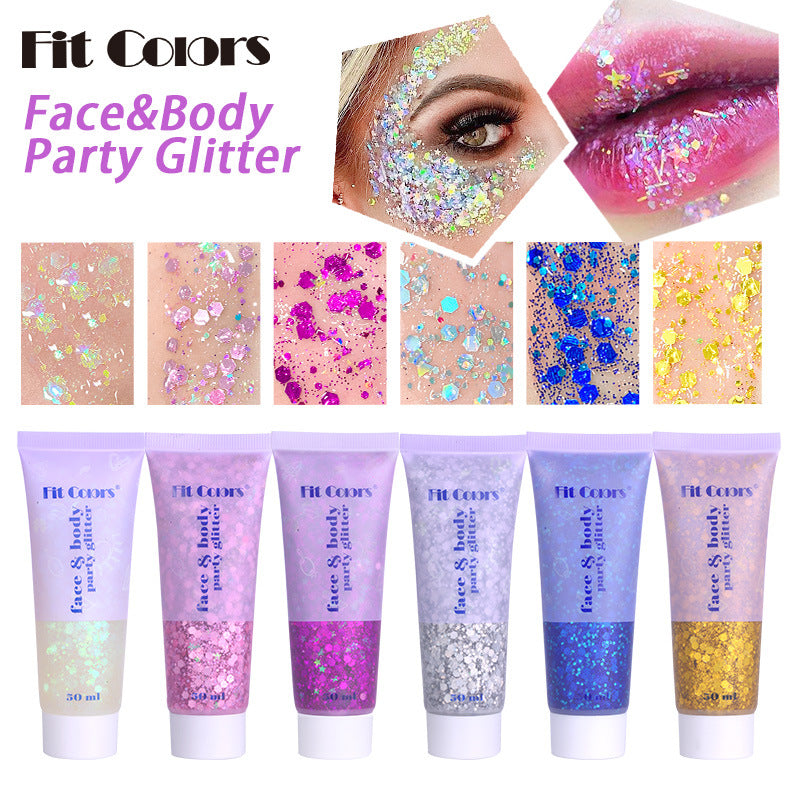 13,97 USD - Fit Colors Gel à paillettes écailles de sirène Visage Corps Lèvres Ombre à paupières à paillettes Maquillage de scène polarisé lumineux