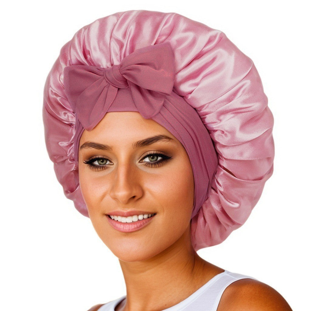 $17.44 - Round hat with elastic knot, plain sleep cap, wide-brimmed headscarf, hat