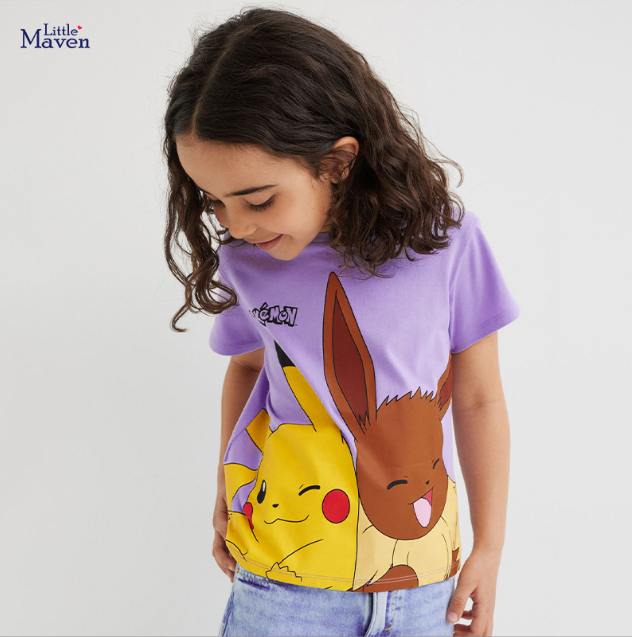 15.12 USD T-shirt d'été en coton tricoté pour enfants, motif dessin animé mignon.