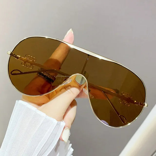 USD 16.28 - One Piece Metal Sunglasses, Large Frame One Piece Sports Glasses, Windproof Cycling Sunglasses, Top Sunglasses for Men and Women