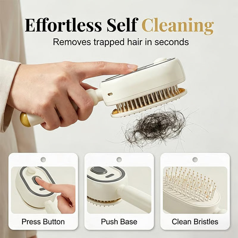 Brosse à cheveux électrique vapeur avec brumisateur, peigne lissant ionique pour moins de casse et sans résidus, outil de coiffage pour des cheveux lisses et brillants
