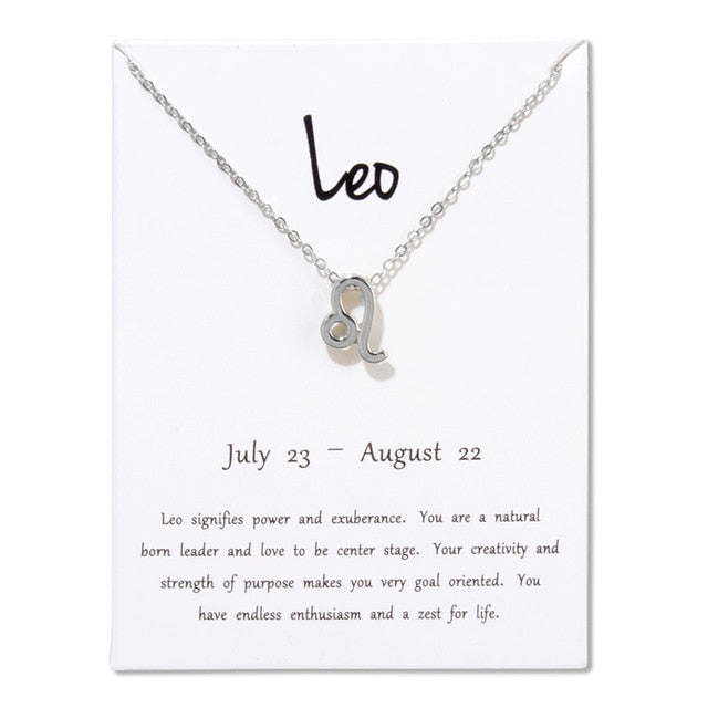 Collier pendentif zodiaque 12 constellations avec carte blanche