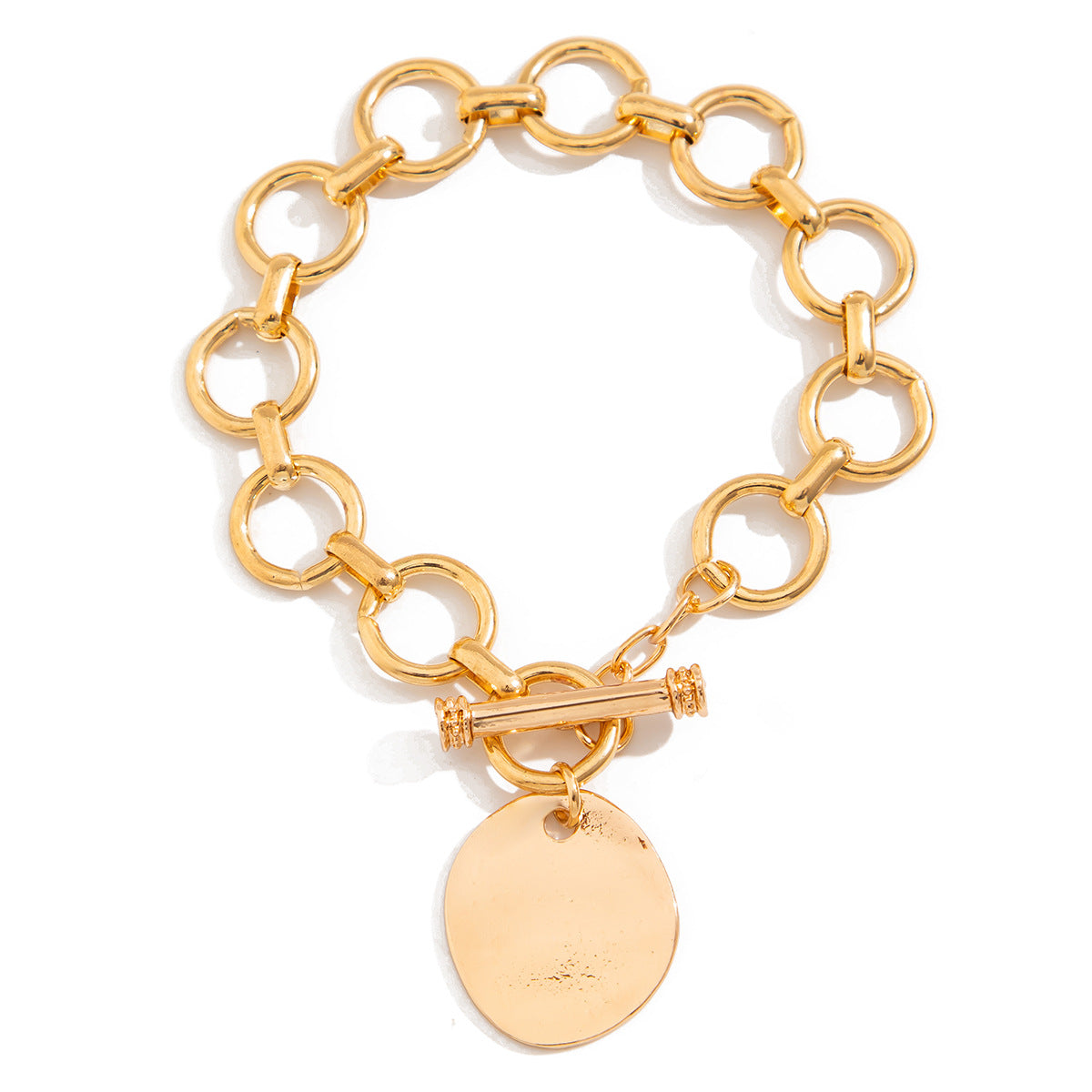 $12.99 - Instagram Style Heart Shaped Metal Pendant Bracelet, Irregular Round Bracelet