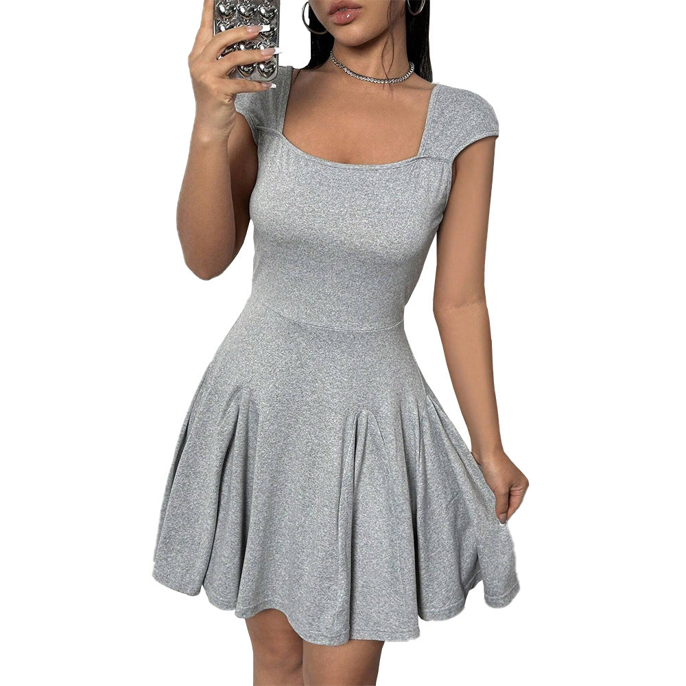 robe sexy sans col et à manches courtes