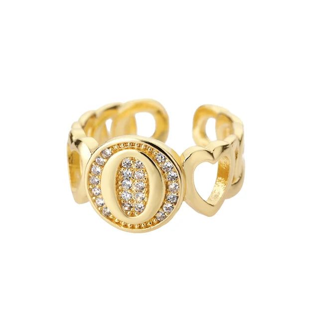 USD 7.92 - Women's Rainbow Zircon Initial Ring, Gold Stainless Steel, Adjustable, Bohemian Style. Couple Ring. Baguette Style Jewelry.