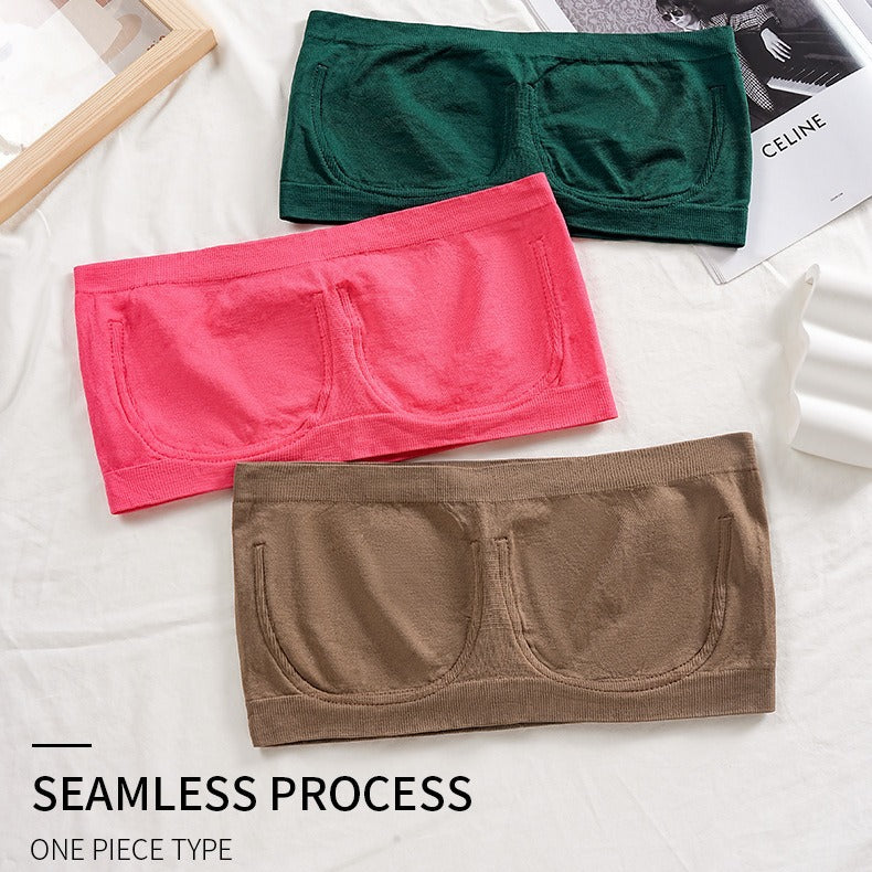 Sujetador bandeau sin tirantes, estilo bandeau, talla grande, imitación acero, ropa interior deportiva