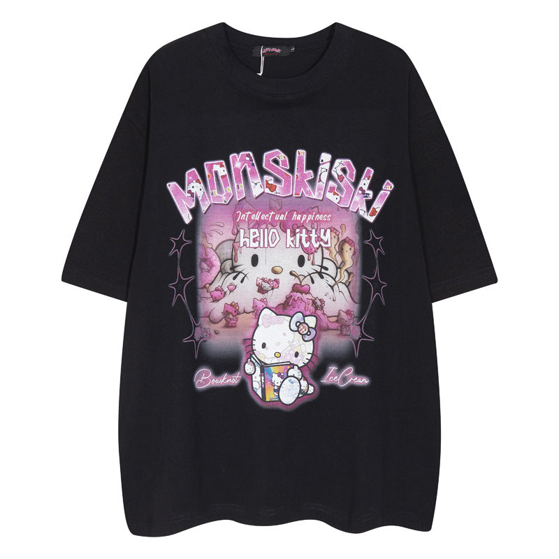 Hello Kitty Print Short-Sleeve T-Shirt for Men and Women