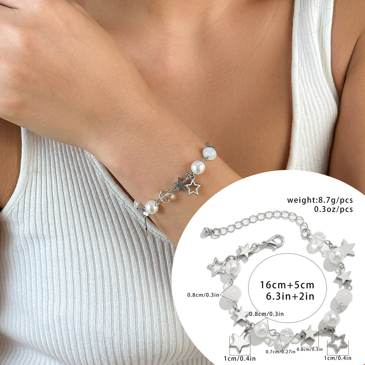 $8.14/9.30 USD - Simple and Versatile Magnetic Heart Tassel Star Pendant Bracelet