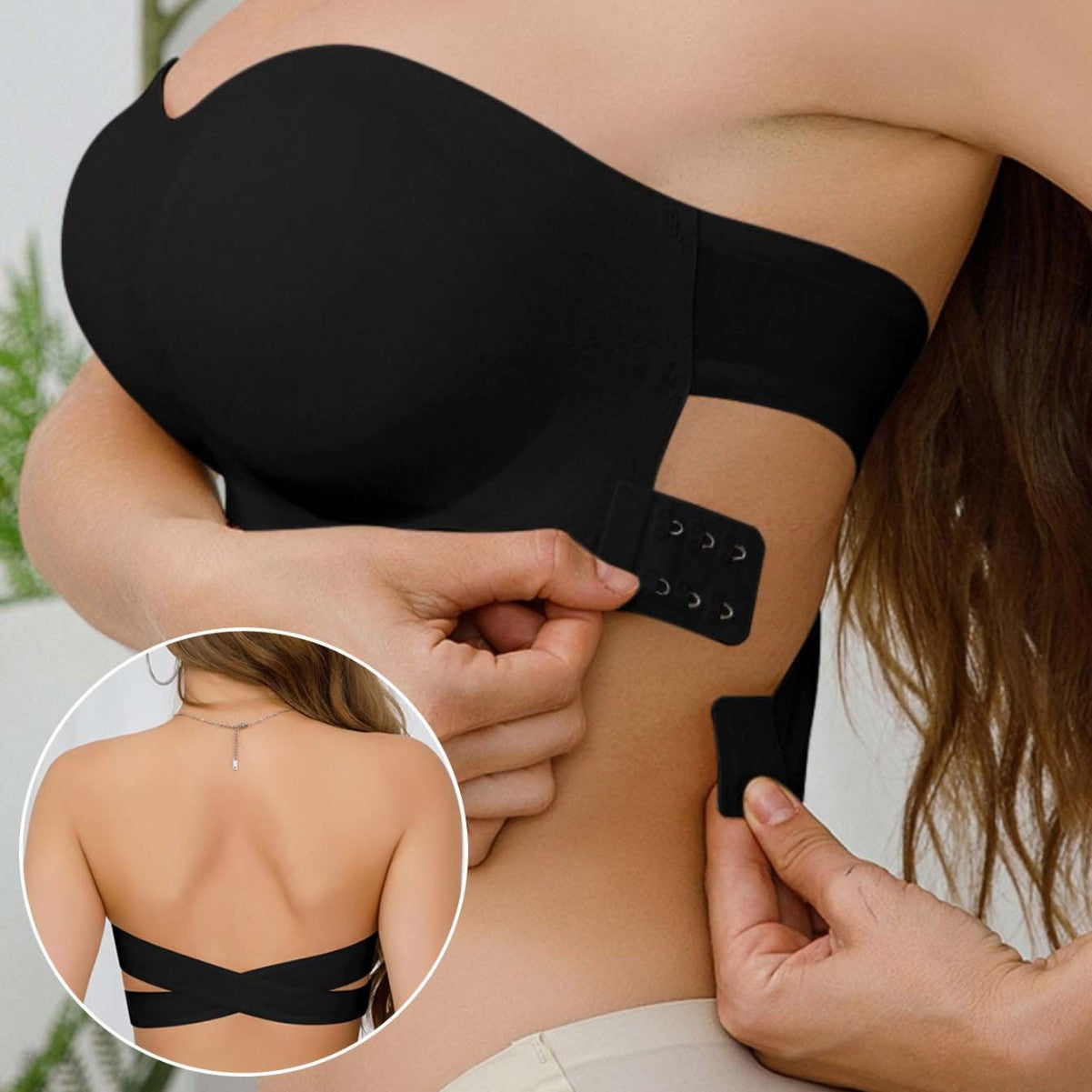 Soutien-gorge sans bretelles pour femme avec fermeture latérale croisée