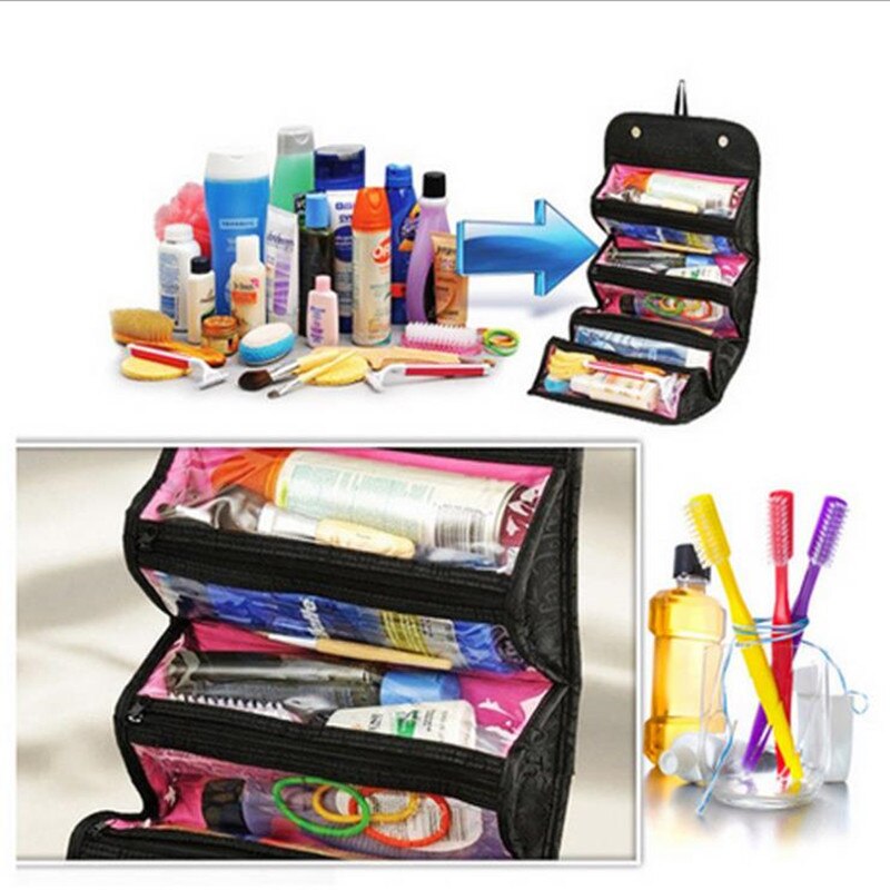 17,47 USD - Trousse de toilette, trousse de maquillage Roll-N-Go, organisateur grande capacité et multifonctionnelle