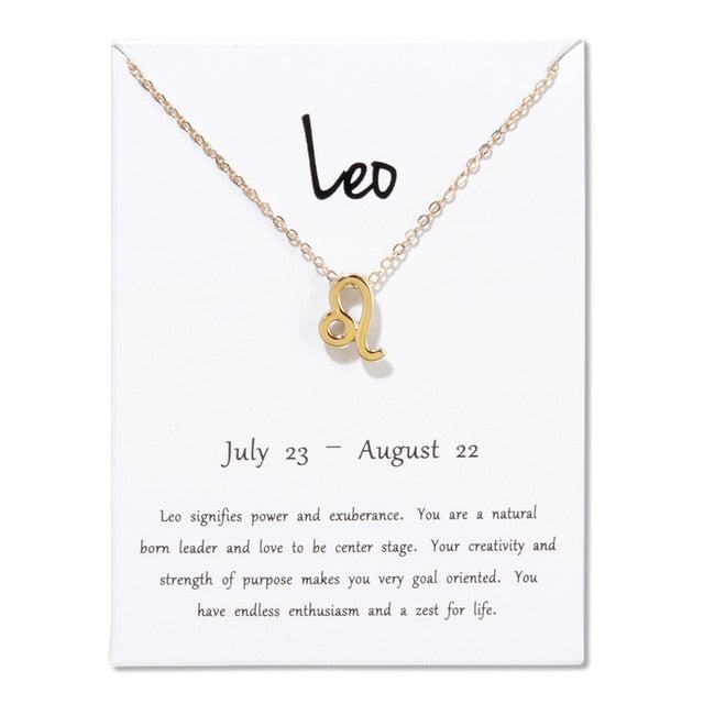 Collier pendentif zodiaque 12 constellations avec carte blanche