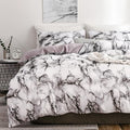 15.13/41.91 USD  La parure de lit est composée d'une housse de couette imprimée à motif marbre blanc confortable (ensemble 2/3 pièces).