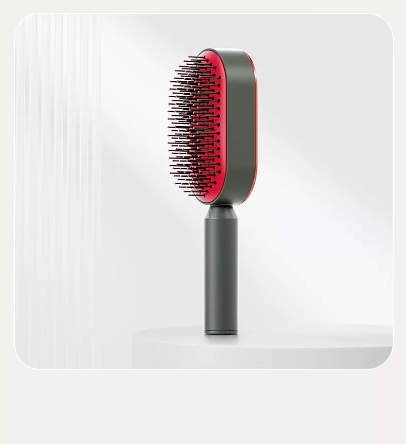 Peigne à coussin d'air amélioré avec système de pression pour un nettoyage facile, idéal pour les cheveux longs des femmes. Peigne de massage avec coussin d'air.