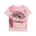 Sweet Style Cartoon Graffiti Colorful Plaid Ruffle T-shirt