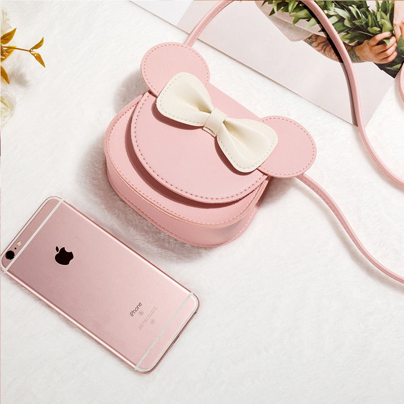 12.81 USD Sac bandoulière tendance pour enfants, porte-monnaie bébé style international avec joli nœud papillon, mini sac princesse pour fille