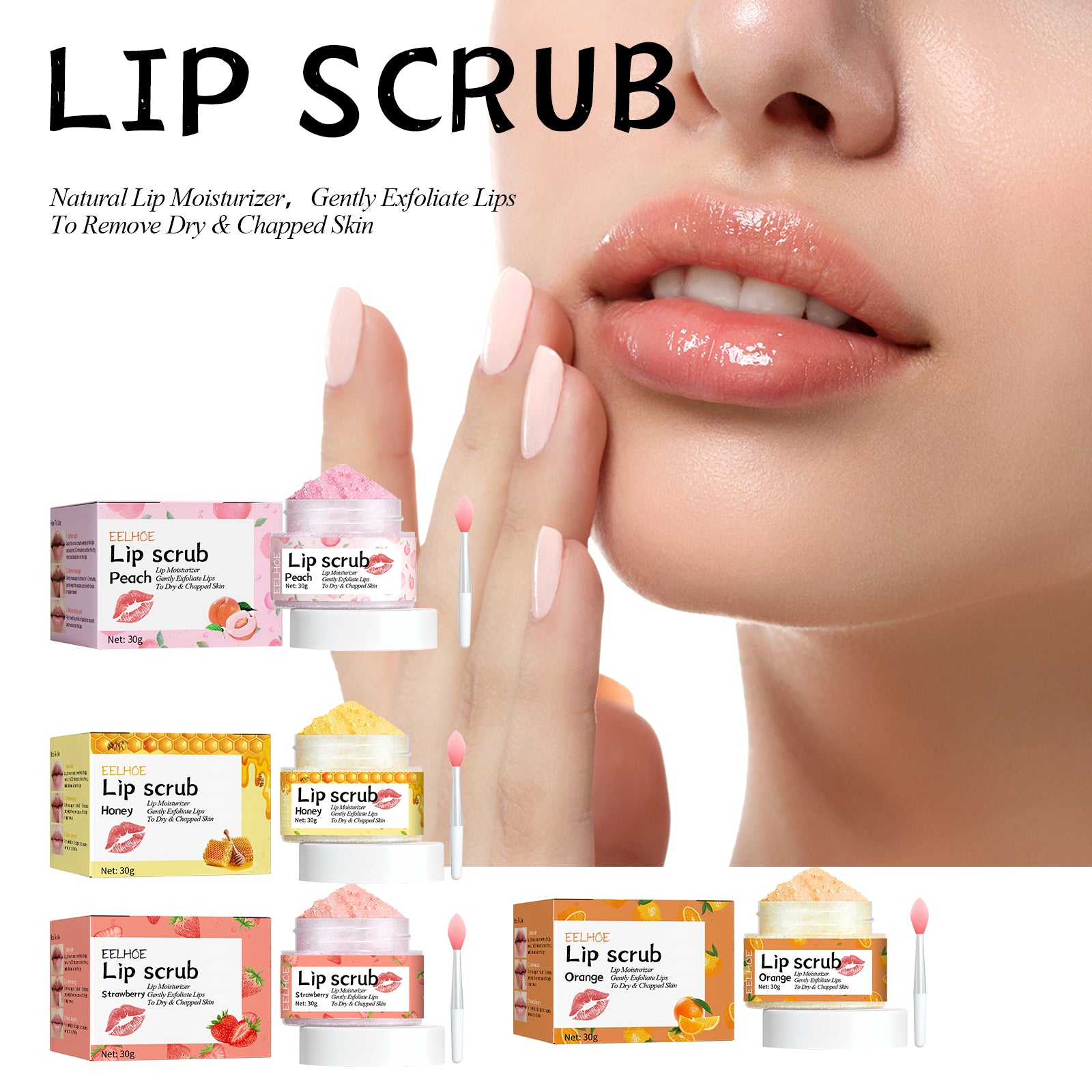 $22.01 - EELHOE Strawberry Lip Scrub: hydrates lips, prevents chapping, removes dead skin, and reduces fine lines at the corners of the mouth.