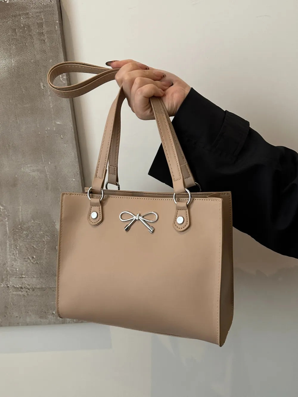 PU leather bag with bow