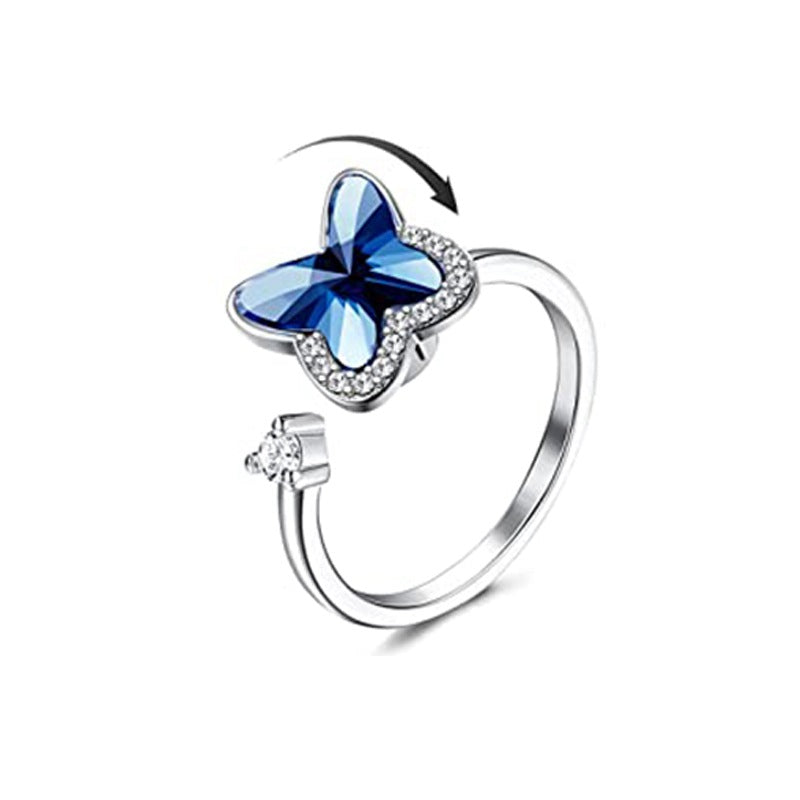 USD 13.97 - 6Pcs Silver Plated Rings Set, Anxiety Rings for Women, Adjustable Open Rings, Stackable Knuckle Rings, Fidget Rings, Gift for Women Men Girls