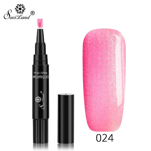15.12 USD - Saviland 3-in-1 New Gel Nail Polish Pen: Glitter, Easy Application, 60 Colors, UV Hybrid Gel Polish, Easy to Use.