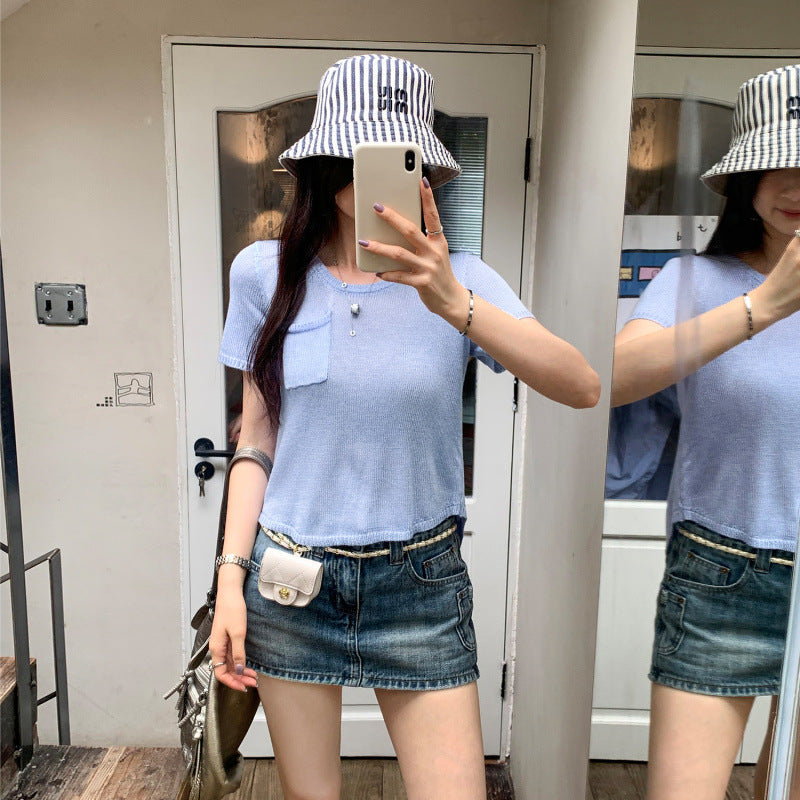 24.45 USD - Solid short-sleeve t-shirt with pocket