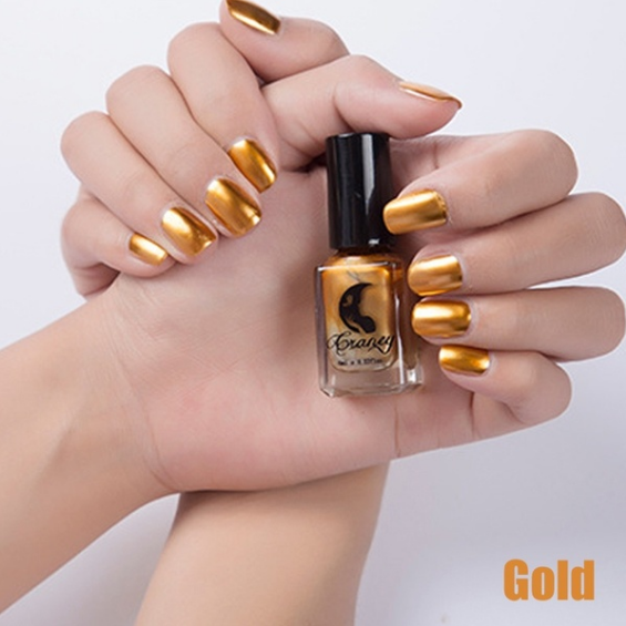 11.64 USD - Trendy and Sexy Metallic Nail Polish for Women, 14 Colors, 6ml, Mirror Effect, Makeup Accessories.