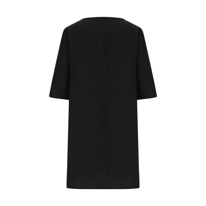 Robe d'été décontractée pour femme en mélange coton-lin – Style Y2k, vintage et streetwear – Coupe ample et confortable – Mode Harajuku