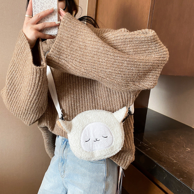 15,12 USD - Sac à main femme , nouveau sac bandoulière femme mignon et élégant, petit sac rond en peluche, sac d'écolière
