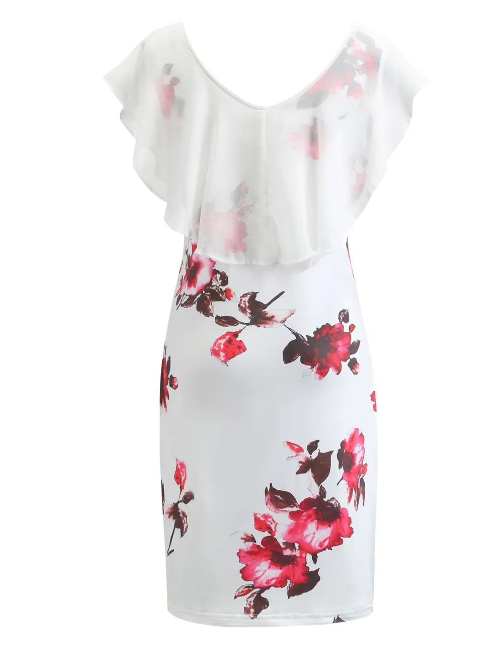 Robe mini imprimée à manches courtes volantées