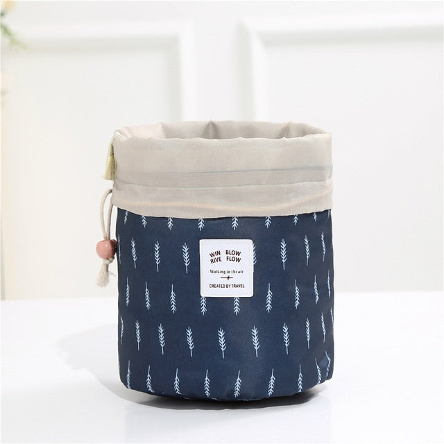 $13.97 - Women's Round Makeup Bag, Ideal for Travel, with Compartments for Toiletries.