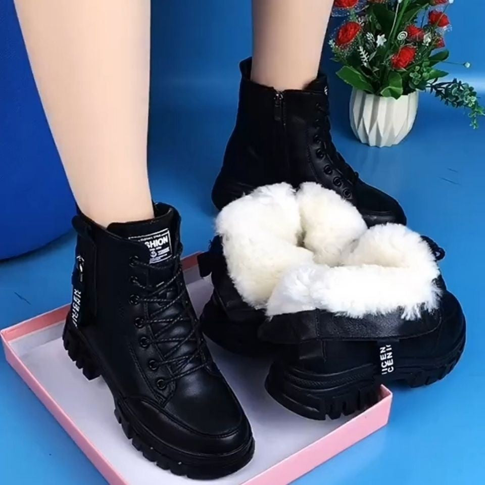 Women's Temu Autumn-Winter Wedge Heel Shoes, Thick Cotton, Warm and Comfortable, Ideal for Foreign Trade.