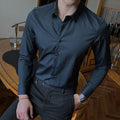 36.81 USD Chemise à manches longues en coton, coupe ajustée, style décontracté chic, blanche et noire, tailles 5XL à 8XL.