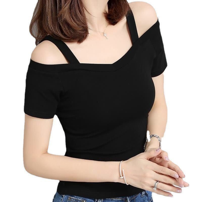 Women's one-shoulder sleeveless T-shirt