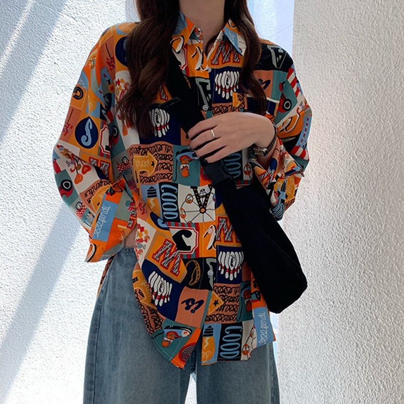 Flower shirt for women, new style for outerwear, plus size, fat mm versatile long