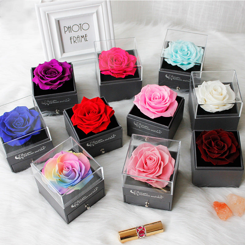 11.64/ 25.62 USD - Eternal Rose Jewelry Box Necklace Gift Set