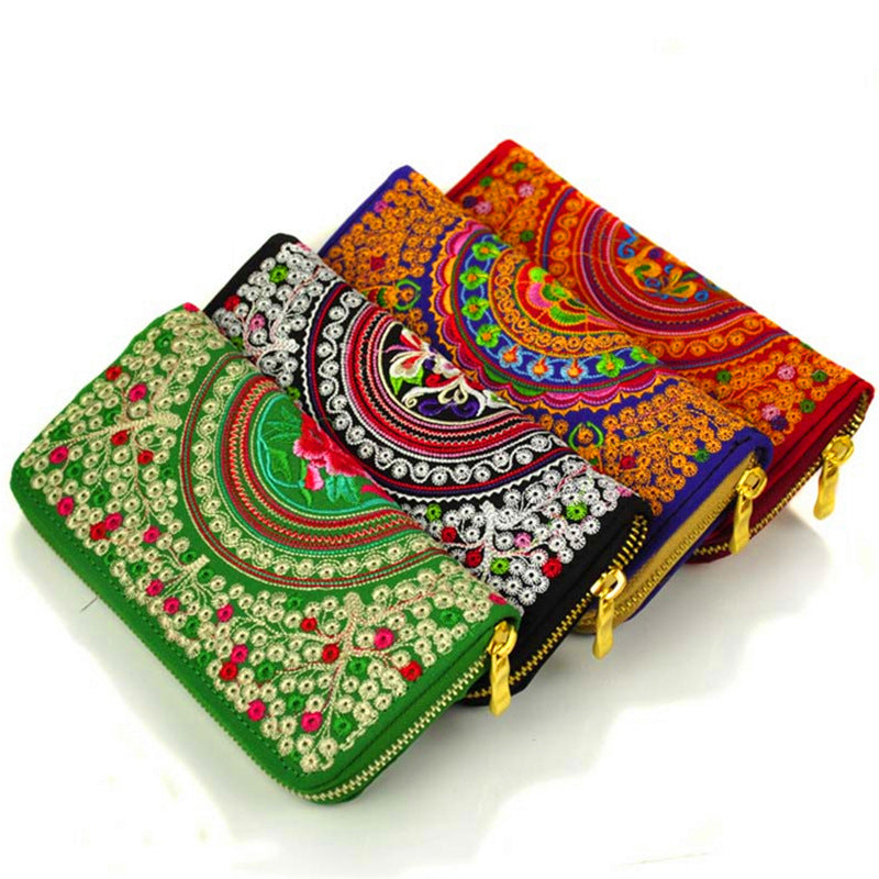 carteras chic y elegantes, carteras largas bordadas