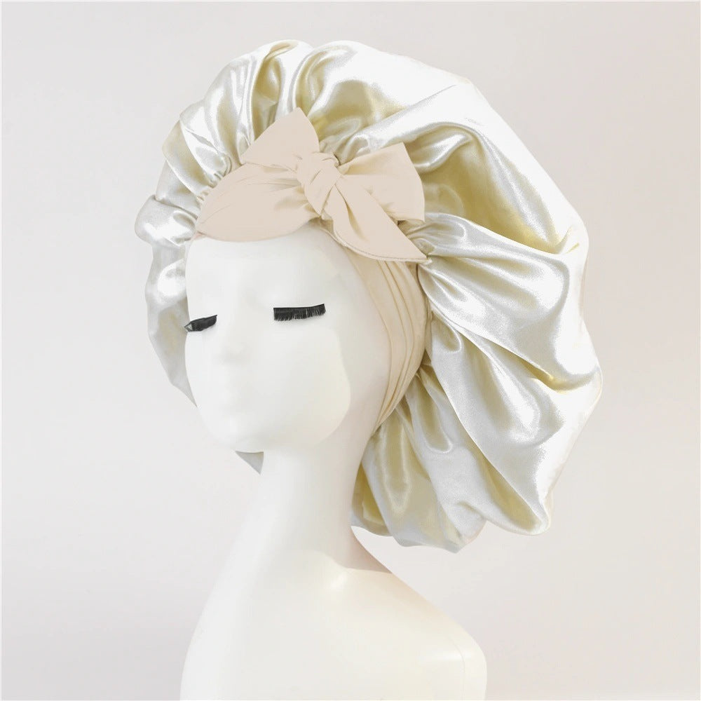 $17.44 - Round hat with elastic knot, plain sleep cap, wide-brimmed headscarf, hat