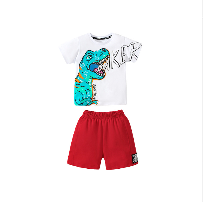 23.28 USD Ensemble d'été pour enfants, style européen et américain, vêtements mignons à manches courtes tricotés pour garçons