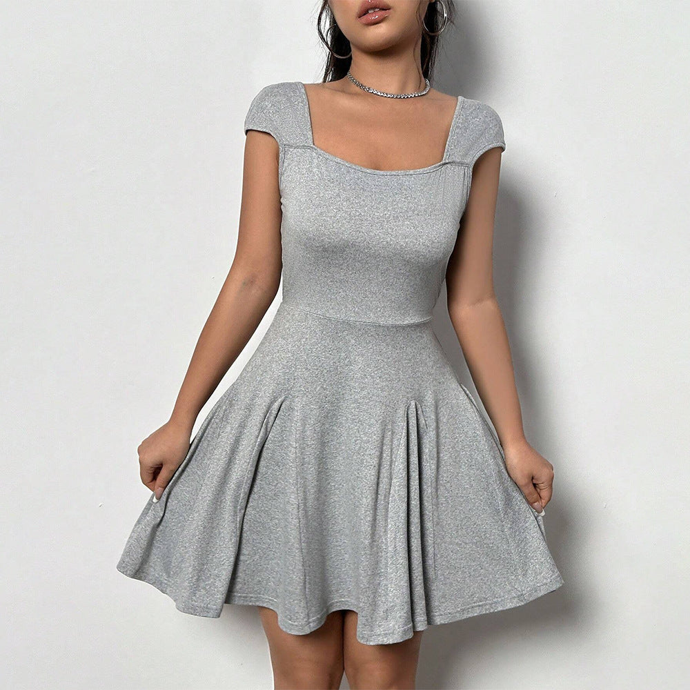 robe sexy sans col et à manches courtes