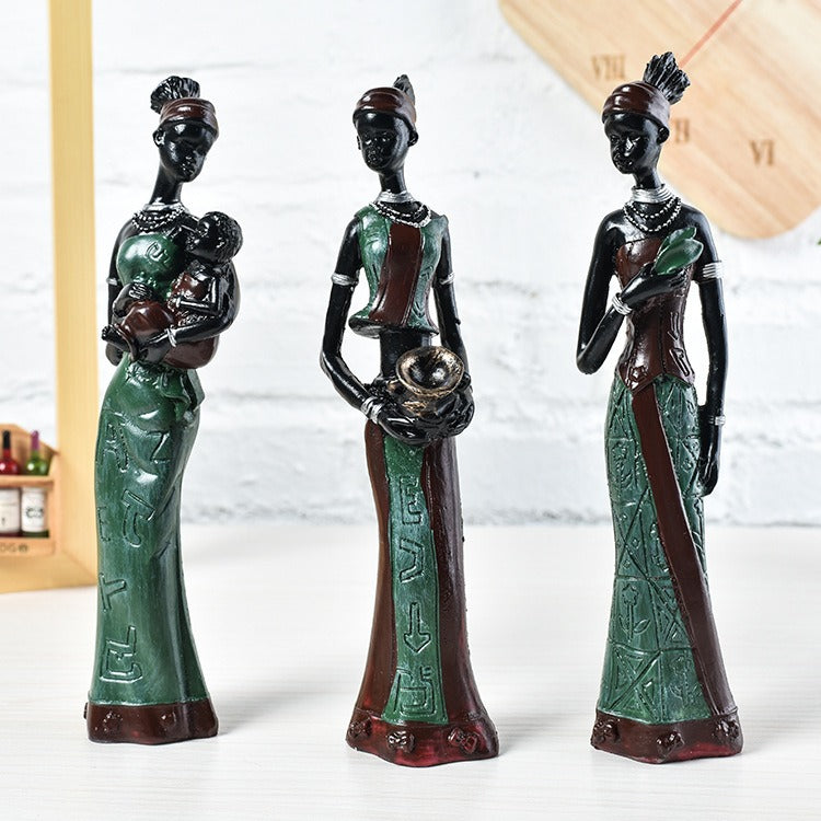 Figurine décorative en résine au design exotique représentant un personnage africain – Objet créatif pour bureau ou cadeau