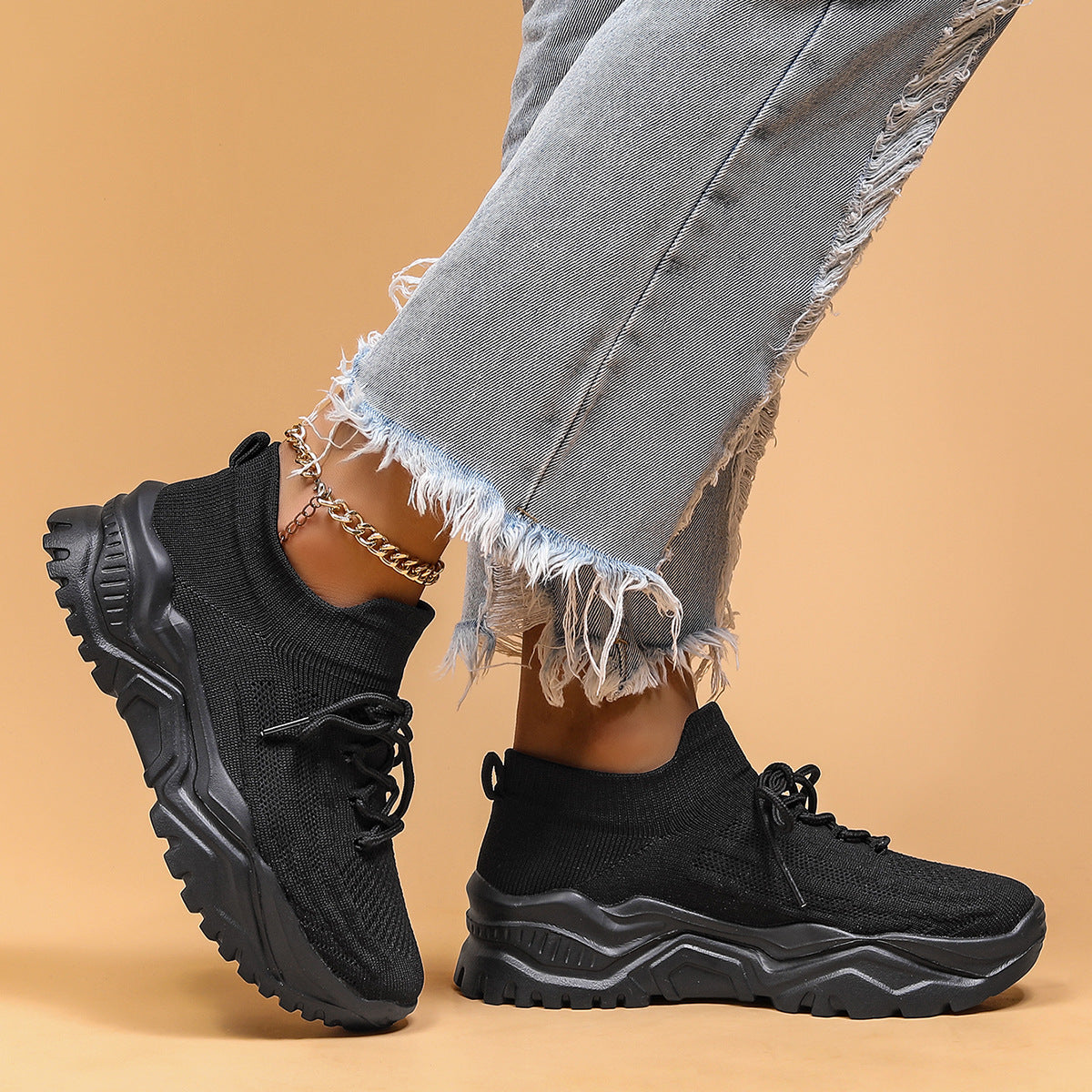 Women's Sports Shoes Breathable Fly Woven Socks Shoes Lazy People One-Step Comfortable Shoes