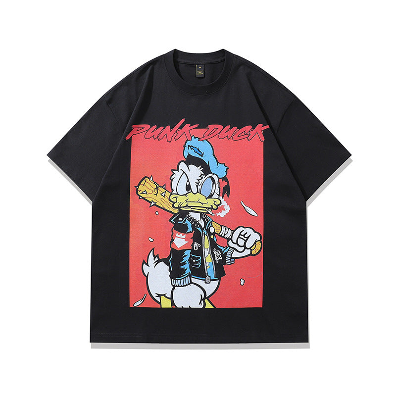 25.61 USD T-shirt à imprimé dessin animé pour couple, manches courtes, coupe ample, homme