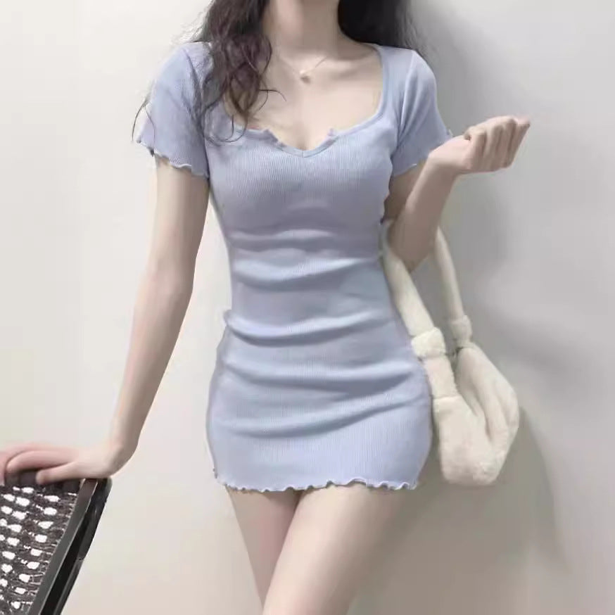 Robe plissée asymétrique à manches longues pour femme