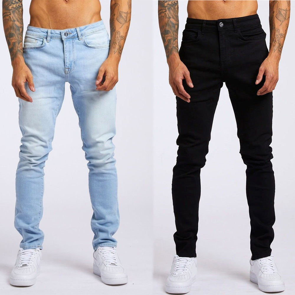 25.61 USD Jean  taille haute pour homme - Pantalon en denim noir coupe