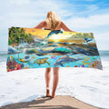 Serviette de plage en microfibre ultra-fine à motif de tortue marine – Serviette de bain double face à séchage rapide – Tapis de plage anti-sable