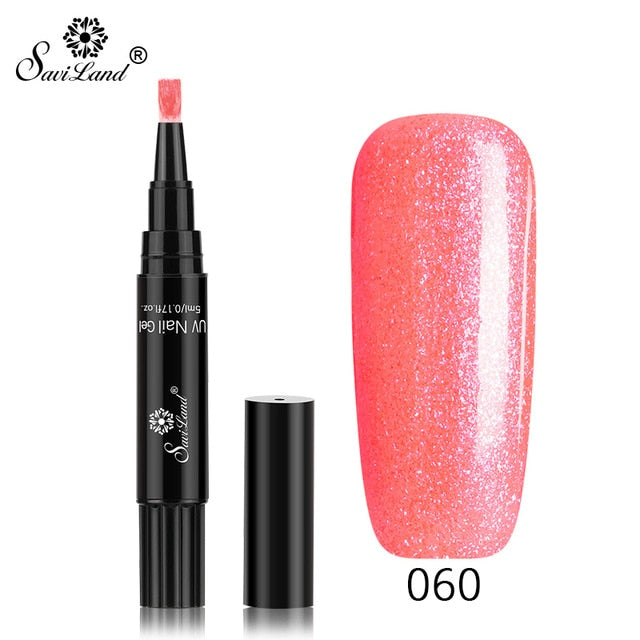15.12 USD - Saviland 3-in-1 New Gel Nail Polish Pen: Glitter, Easy Application, 60 Colors, UV Hybrid Gel Polish, Easy to Use.