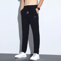 17,47 USD - Pantalon en soie glacée fine pour homme, pantalon d'affaires, pantalon décontracté, pantalon de sport tendance à jambes droites et amples