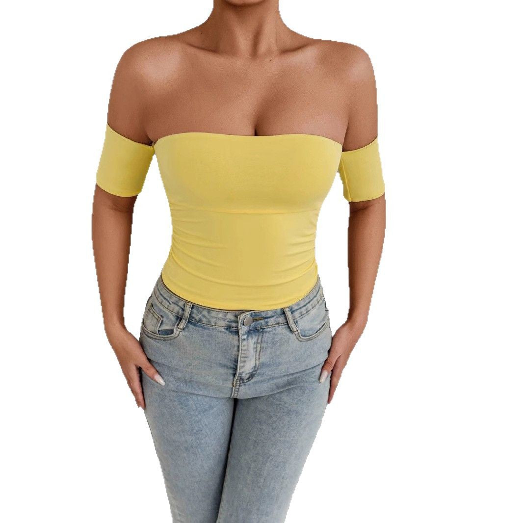 sexy collarless and tight-fitting top